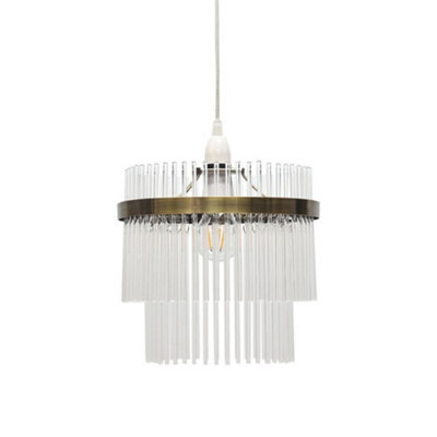 First Choice Lighting GeorgiaAntique Brass With Glass Rods Easy Fit Pendant Shade from B&Q