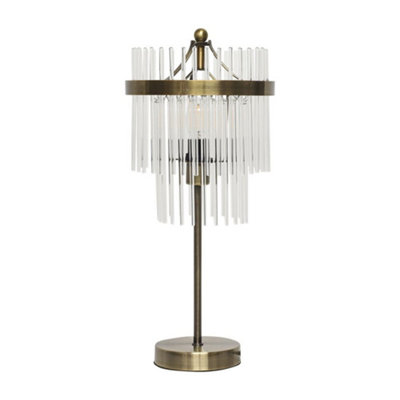 First Choice Lighting GeorgiaAntique Brass With Glass Rods Table Lamp from B&Q