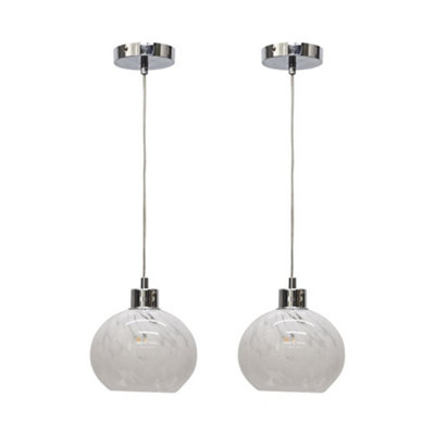 First Choice Lighting Set Of 2 ConfettiGlass Globe With Chrome Pendant Fittings from B&Q