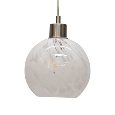 First Choice Lighting ConfettiGlass Globe With Satin Nickel Pendant Fitting from B&Q