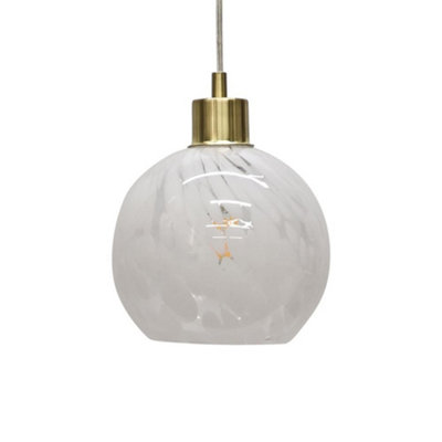 First Choice Lighting ConfettiGlass Globe With Satin Brass Pendant Fitting from B&Q