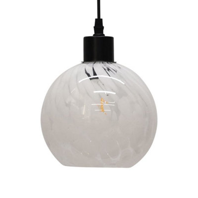 First Choice Lighting ConfettiGlass Globe With Black Pendant Fitting from B&Q