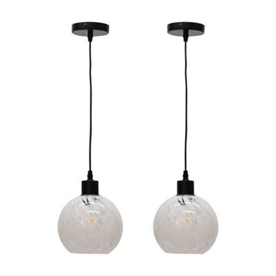 B&Q -  Set Of 2 ConfettiGlass Globe With Black Pendant Fittings