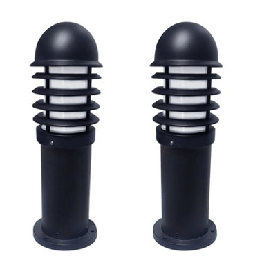 First Choice Lighting Set Of 2 MasonBlack Louvred 475mm Post Lights from B&Q