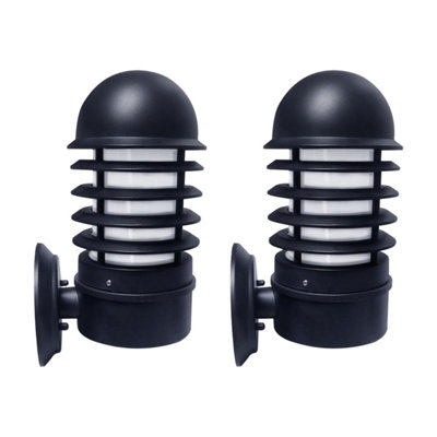 First Choice Lighting Set Of 2 MasonBlack Louvred Outdoor Wall Lights from B&Q