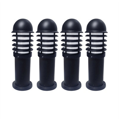First Choice Lighting Set Of 4 MasonBlack Louvred 475mm Post Lights from B&Q