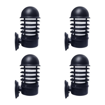 First Choice Lighting Set Of 4 MasonBlack Louvred Outdoor Wall Lights from B&Q