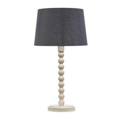First Choice Lighting Unisex White Bobbin - Ivory Lamp With Grey & Silver Shade In - Image 3