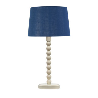 First Choice Lighting BobbinIvory Lamp With Navy & Silver Shade from B&Q