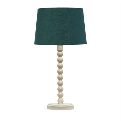 First Choice Lighting BobbinIvory Lamp With Dark Green & Gold Shade from B&Q
