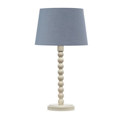 First Choice Lighting BobbinIvory Lamp With Grey Cotton Shade from B&Q