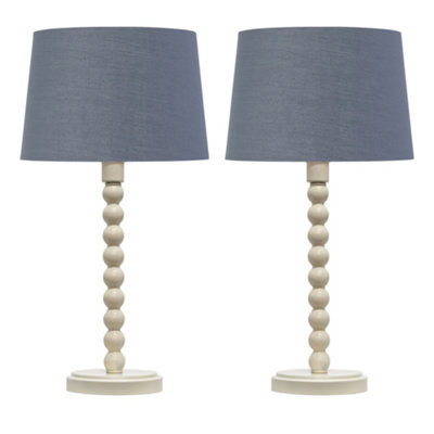 First Choice Lighting Set Of 2 BobbinIvory Lamps With Dark Grey & Gold Shades from B&Q