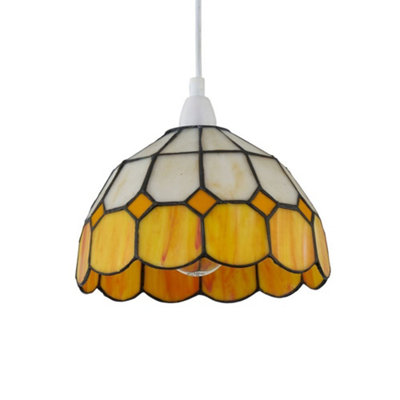 First Choice Lighting OxfordAmber Tiffany Easy Fit Pendant Shade from B&Q