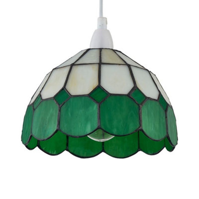 First Choice Lighting OxfordGreen Tiffany Easy Fit Pendant Shade from B&Q