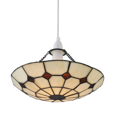 First Choice Lighting TorbayTiffany Cream Uplight Easy Fit Pendant Shade from B&Q