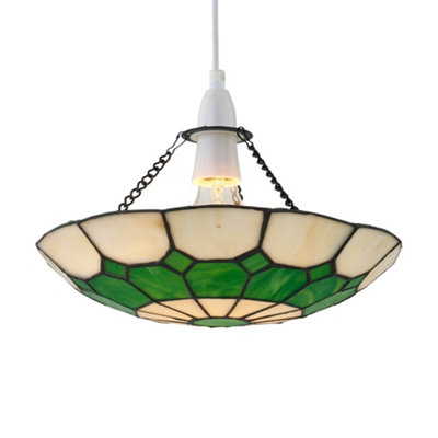 First Choice Lighting TotnesTiffany Green Uplight Easy Fit Pendant Shade from B&Q