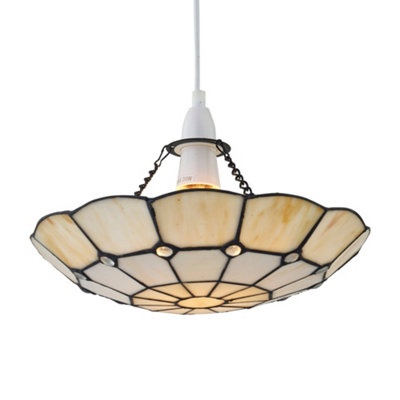 First Choice Lighting BrixhamTiffany Coloured Glass Uplighter Easy Fit Pendant Shade from B&Q