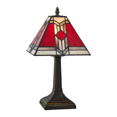 First Choice Lighting AvonTiffany Coloured Glass 39Cm Table Lamp from B&Q