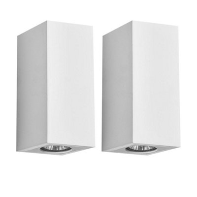 First Choice Lighting Set Of 2 KubeWhite Plaster Gu10 Wall Lights from B&Q