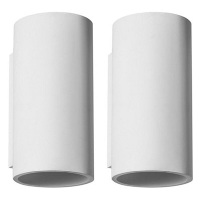 First Choice Lighting Set Of 2 AndrosWhite Plaster Gu10 Wall Lights from B&Q