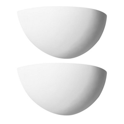 First Choice Lighting Set Of 2 EclipseWhite Plaster E14 Wall Lights from B&Q