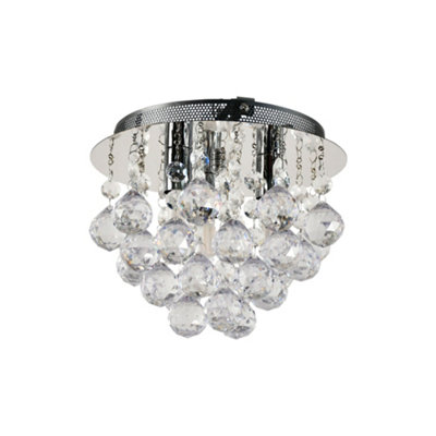 B&Q -  MyriadJewelled Droplet Chrome Flush Ceiling Light
