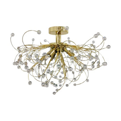 B&Q -  BurstPolished Brass With Beaded Jewels Ceiling Light