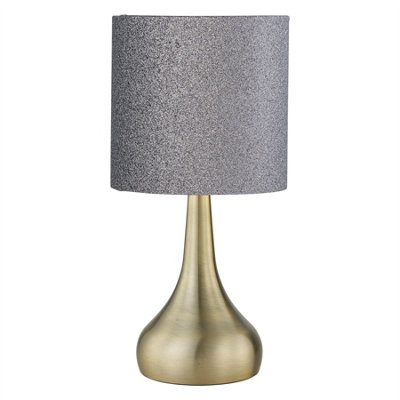 First Choice Lighting RomanaAntique Brass Touch Operated Table Lamp With Glitter Shade from B&Q