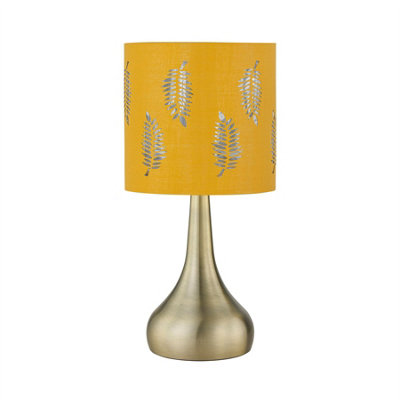 First Choice Lighting RomanaAntique Brass Touch Operated Table Lamp With Ochre Fern Shade from B&Q