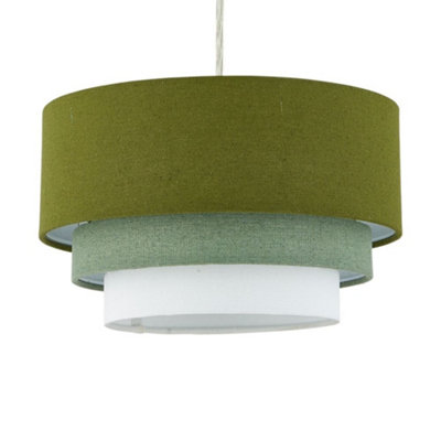 First Choice Lighting GabiSage Green Ombre Linen 3 Tier Ceiling Light Shade from B&Q