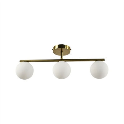First Choice Lighting Grosvenor Satin Brass 3 Light Bar With Glass Globes from B&Q