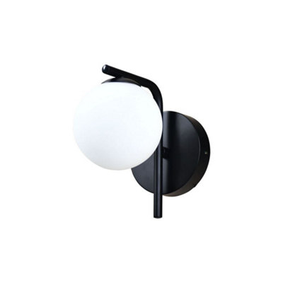 First Choice Lighting Grosvenor Black Wall Light With Glass Globe from B&Q