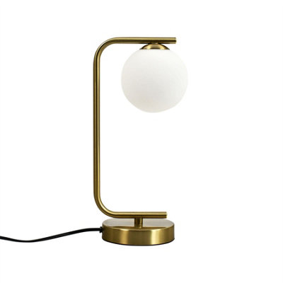 First Choice Lighting Grosvenor Satin Brass Table Light With Glass Globe from B&Q