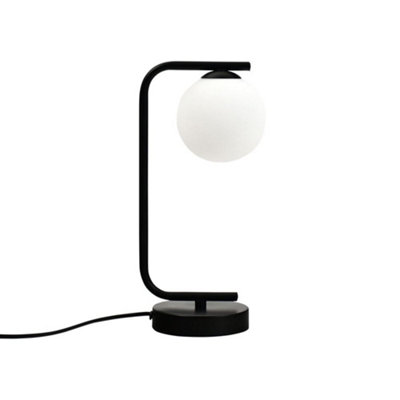 First Choice Lighting Grosvenor Black Table Light With Glass Globe from B&Q
