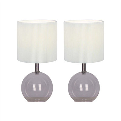 First Choice Lighting Set Of 2 BuckClear Glass Table Lamps With White Pleated Shade from B&Q