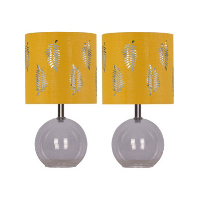 First Choice Lighting Set Of 2 BuckClear Glass Table Lamps With Ochre Fern Shade from B&Q