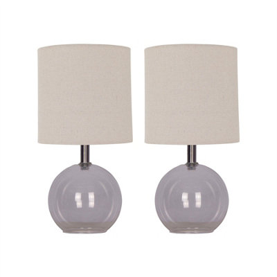 First Choice Lighting Set Of 2 BuckClear Glass Table Lamp With Natural Linen Shades from B&Q