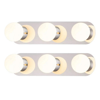 First Choice Lighting Set Of 2 IrisChrome With Opal Glass Ip44 Bathroom Led Wall Lights from B&Q