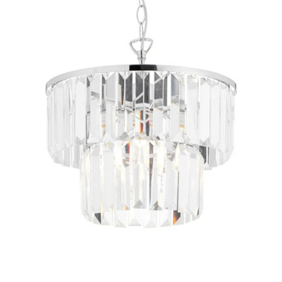 First Choice Lighting KnightsbridgeTwo Tier Glass Ceiling Pendant Light from B&Q