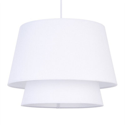 First Choice Lighting AmbraTwo Tier White Fabric Easy Fit Pendant Shade from B&Q