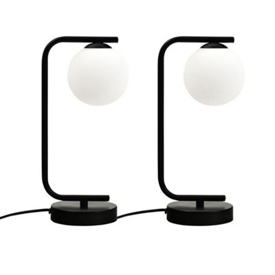 First Choice Lighting Set Of 2 Grosvenor Black Table Lights With Glass Globes from B&Q