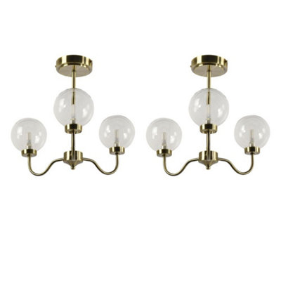 First Choice Lighting Set Of 2 TotleyAntique Brass Ceiling Lights With Clear Glass Shades from B&Q
