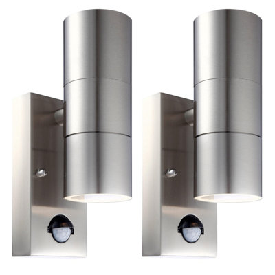 First Choice Lighting Set Of 2 BlazeMarine Grade Steel Motion Sensor Wall Lights from B&Q
