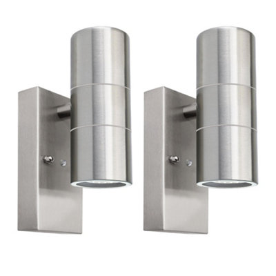 First Choice Lighting Set Of 2 BlazeMarine Grade Stainless Dusk Dawn Sensor Wall Lights from B&Q