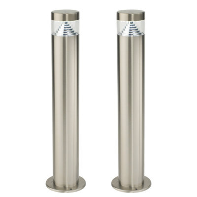 First Choice Lighting Set Of 2 PyramidStainless Steel Led Outdoor 50Cm Post Lights from B&Q