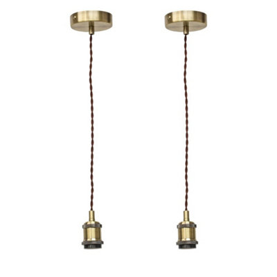 B&Q -  Set Of 2 FlexAntique Brass Retro Ceiling Pendant Flex Kits