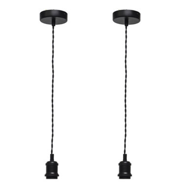 B&Q -  Set Of 2 FlexBlack Retro Ceiling Pendant Flex Kits