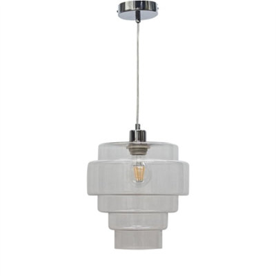 B&Q -  Benson5 Tier Clear Glass & Chrome Ceiling Pendant Light Fitting