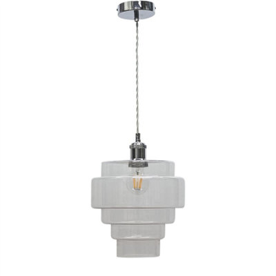 First Choice Lighting Benson5 Tier Clear Glass & Chrome Ceiling Pendant Light from B&Q