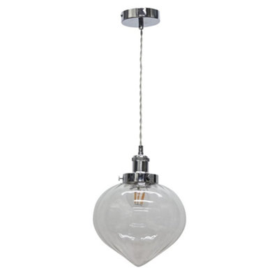 First Choice Lighting LaylaClear Vintage Design Pendant Shade With Chrome Flex Set from B&Q